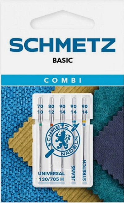 AGUJAS SCHMETZ COMBI(ALGODON,JEANS,STRETCH)-70 80 90-5 UNIDADES